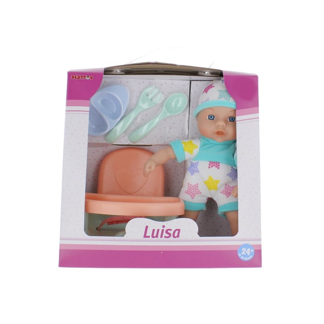Besttoy - Babypuppe Luisa - mit Fütterstuhl - ca. 20 cm