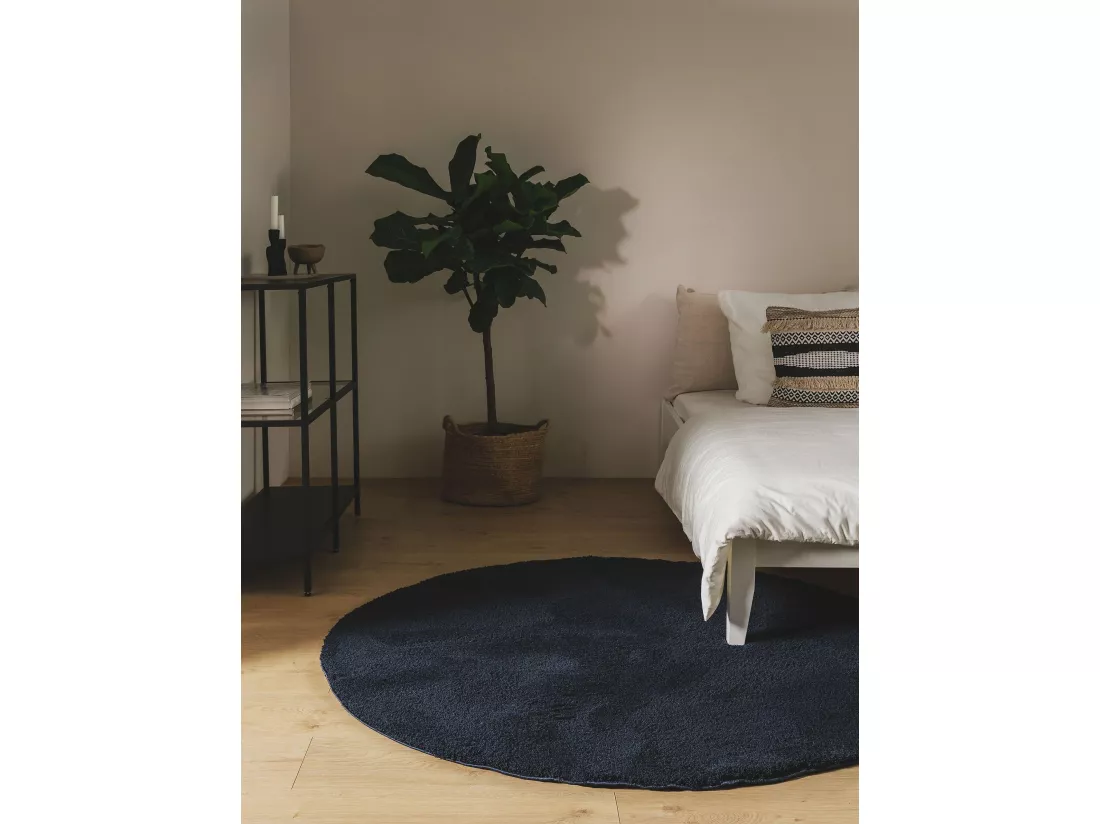 Tapis à poils longs Soda Bleu foncé ø 200 cm rond