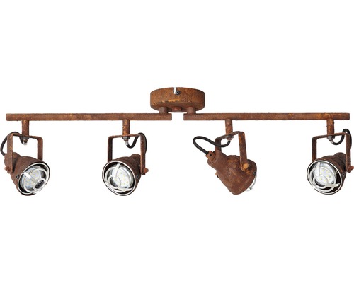Plafondspot, 4-lichts, B 68 cm, roestkleurig/zwart