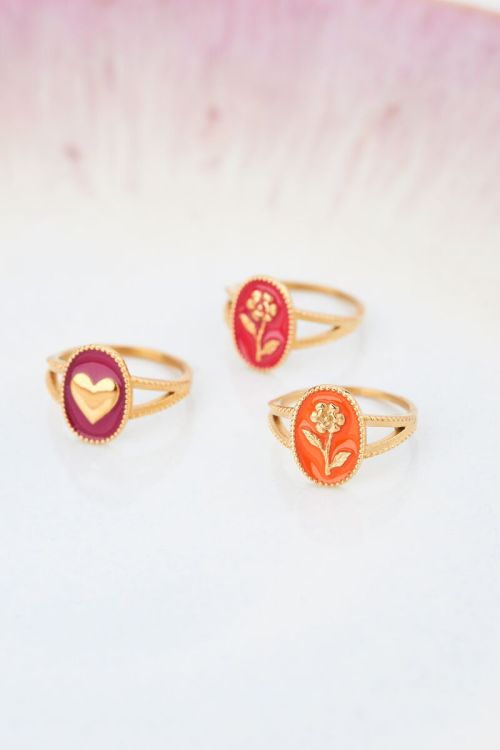 Art paarse statement ring met hart