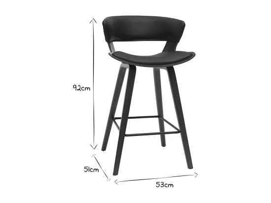Tabourets de bar design noir et bois foncé H65 cm (lot de 2) SYRAH