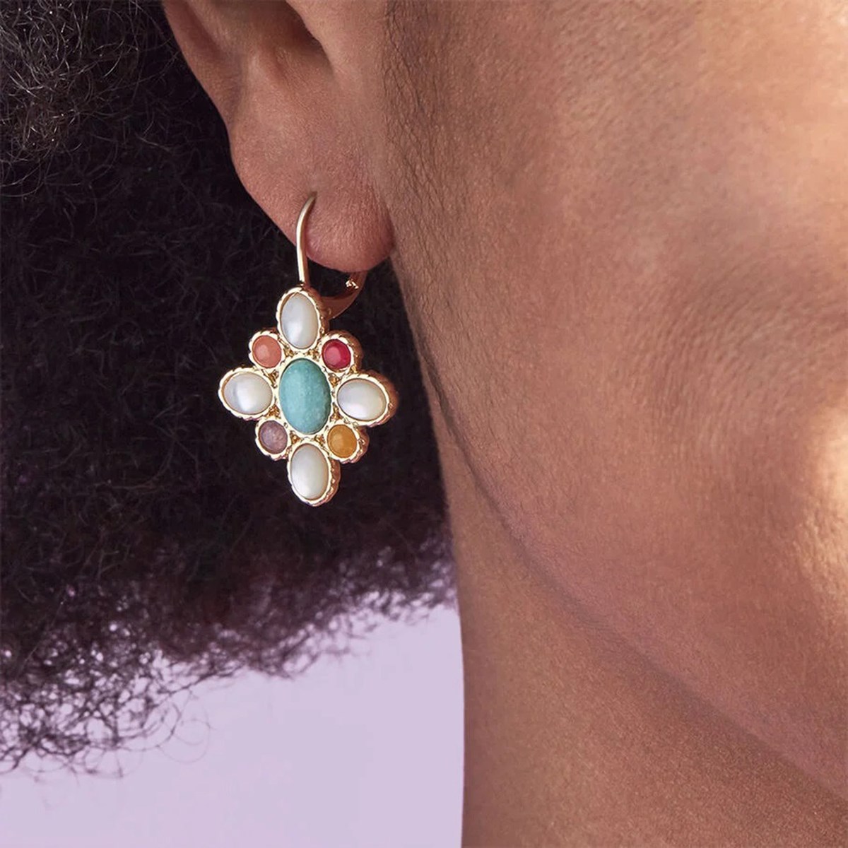 Boucles d'oreilles Agatha Arlequin multicolores