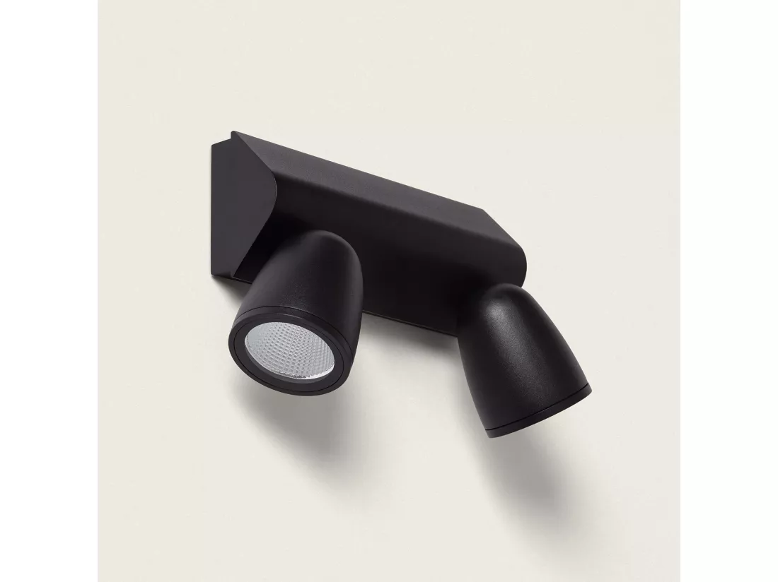 Applique Murale Extérieure LED 12W Aluminio Abel Large 2 Spots Noir
