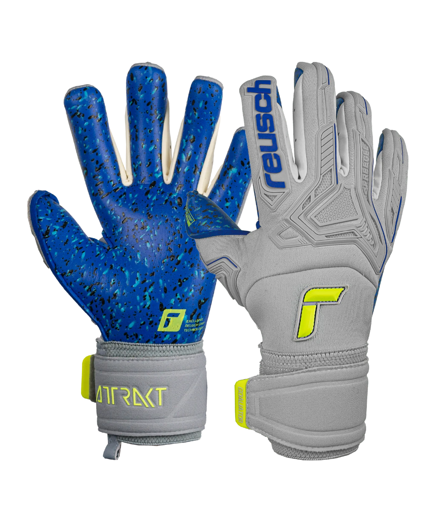 Reusch Attrakt Freegel Fusion Goaliator Torwarthandschuhe Grau Gelb Blau F6006