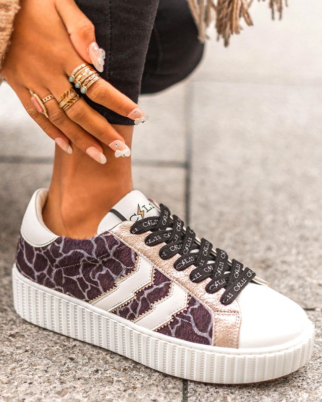 Basket femme dorée creepers à lacets - CL59 GOLD