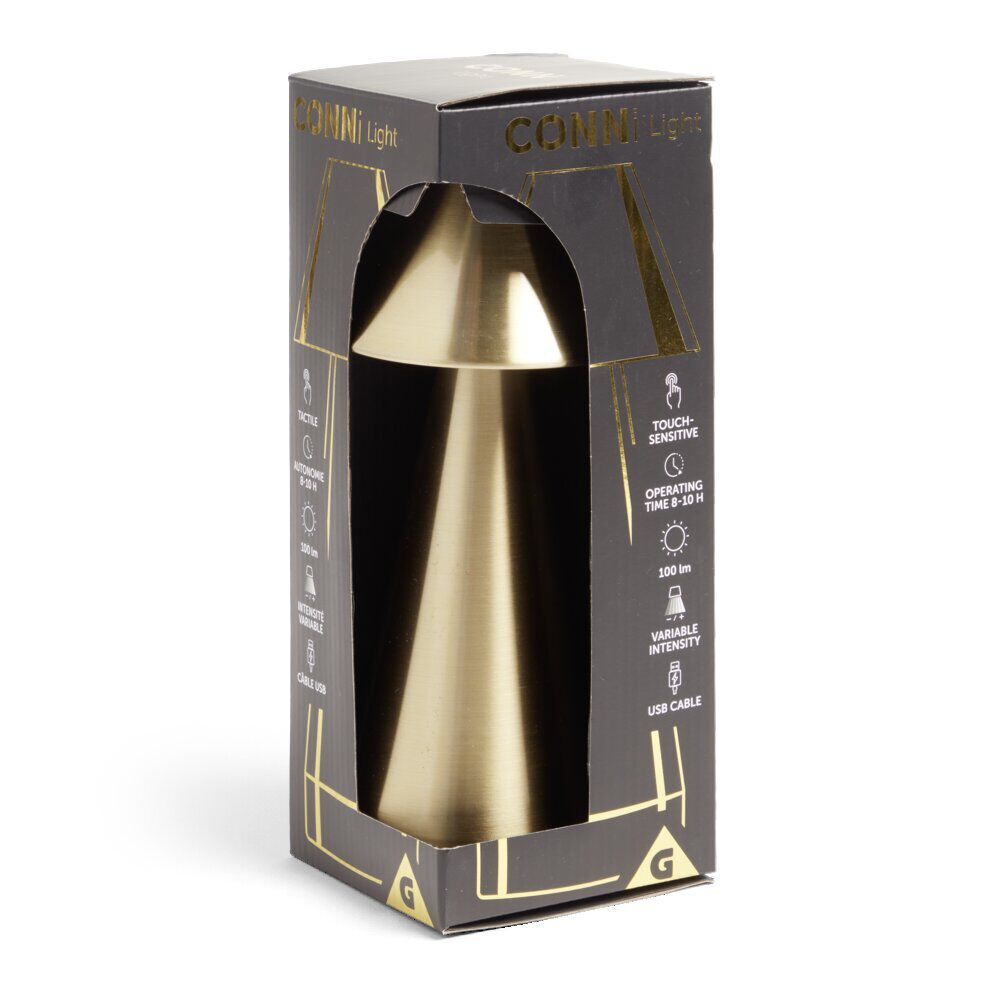 Lampe de table Conni USB tactile jaune Ø9,5xH22,5cm