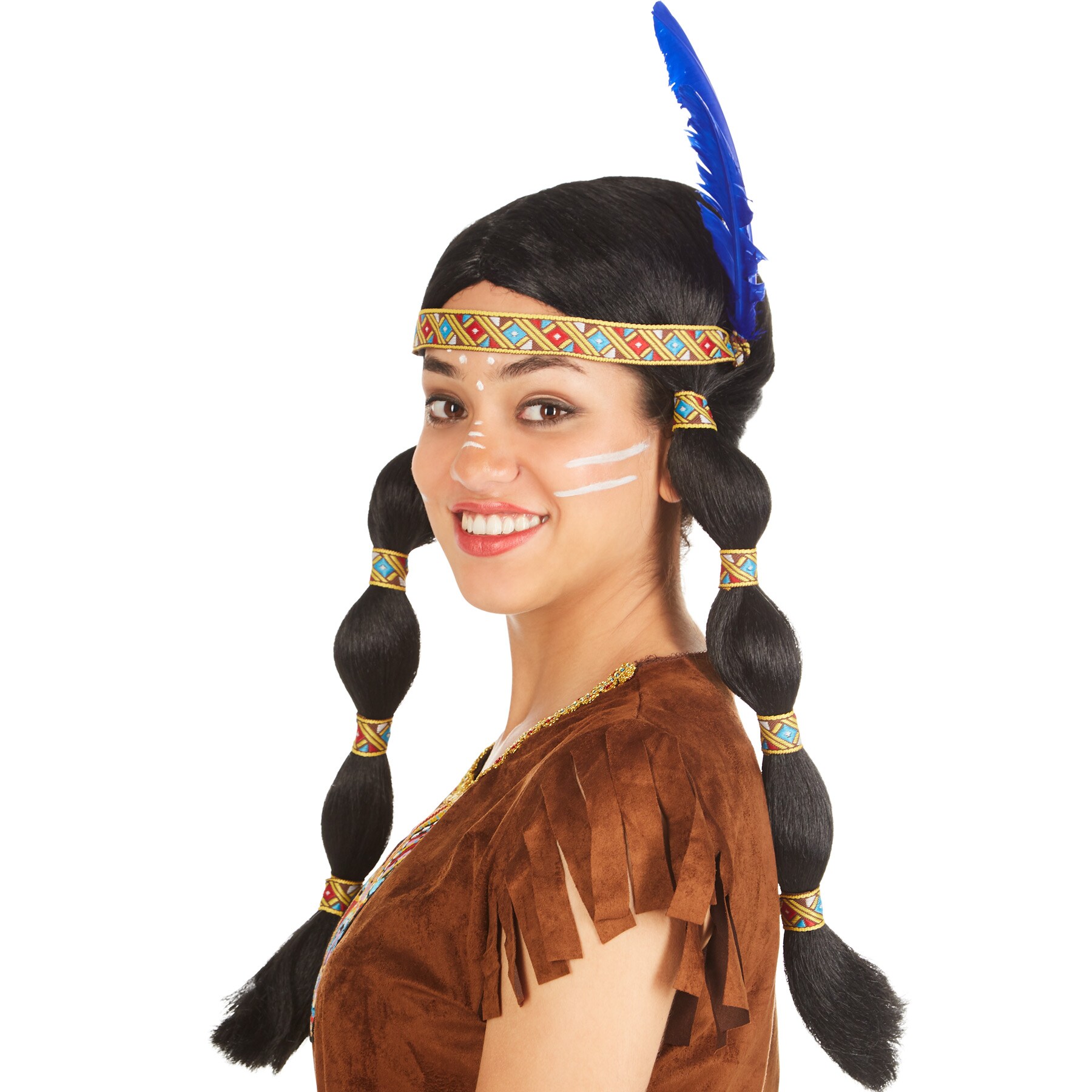 tectake® Zopfperücke Indianerin