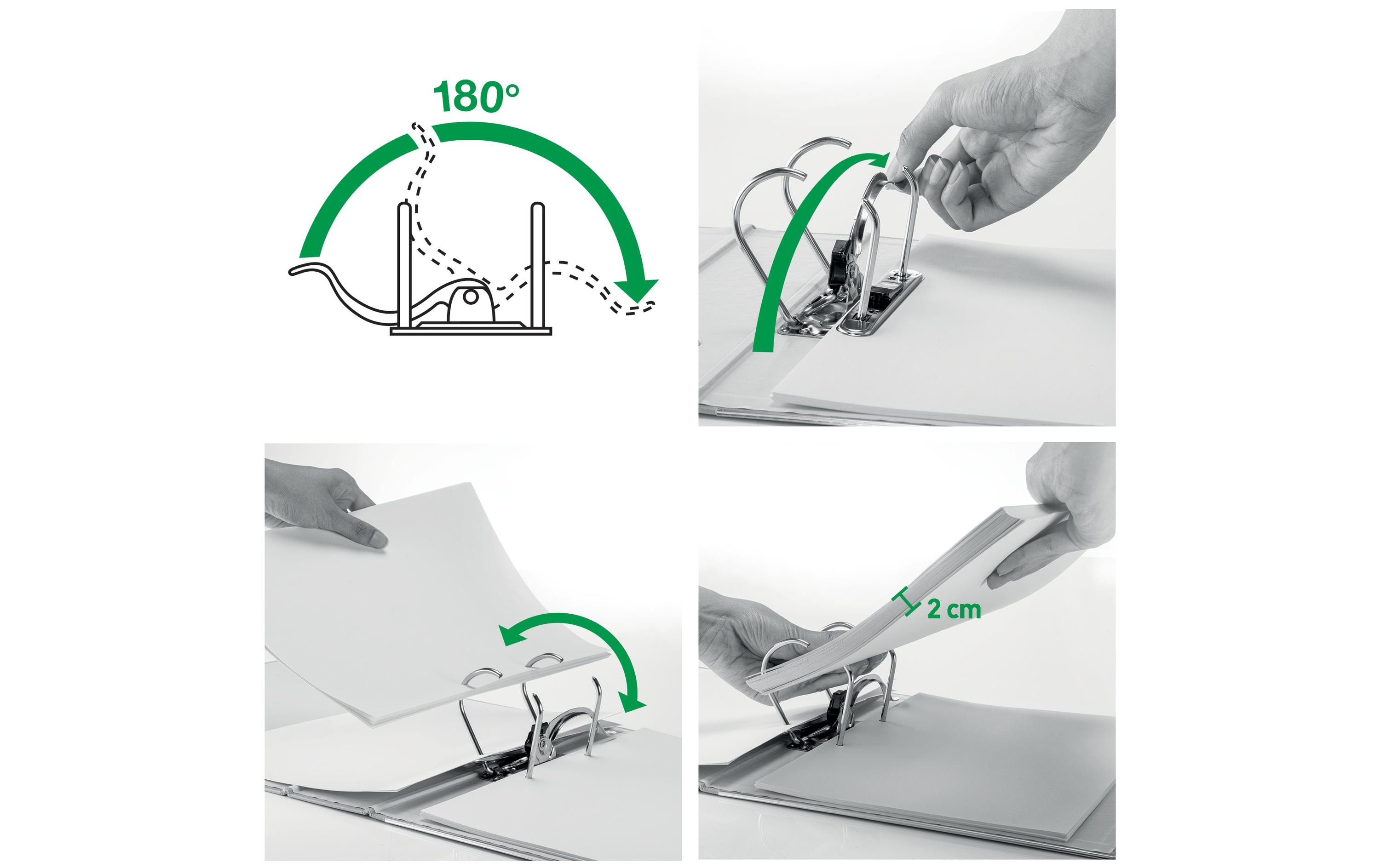 Ordner Swiss Edition 180°, 8 cm, A4, WeissQualitäts-Ordner mit 180°-Präzisionsmechanik