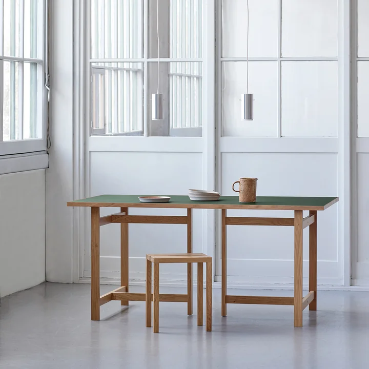 Moebe - Esstisch, 90 x 220 cm, Eiche natur / hellgrau
