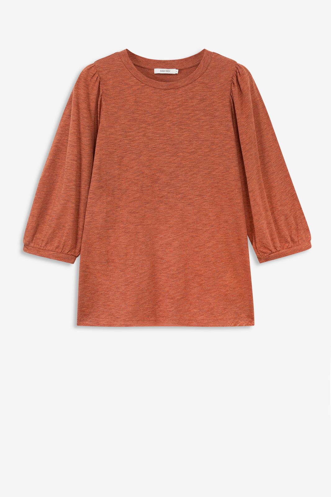 Donkeroranje T-shirt met pofmouwen