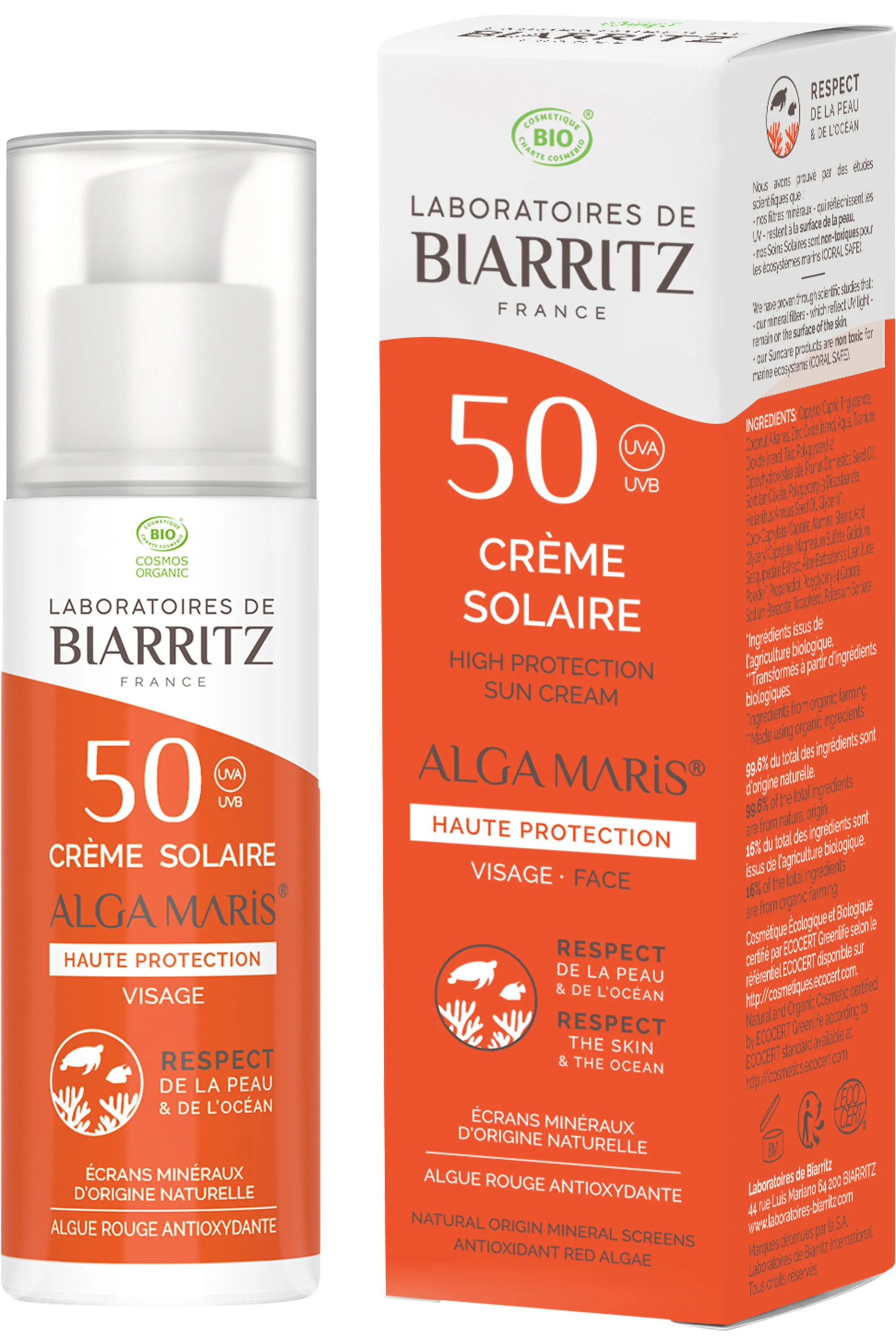 LABORATOIRES DE BIARRITZ Crème solaire minérale visage SPF50 Algamaris-50 ml
