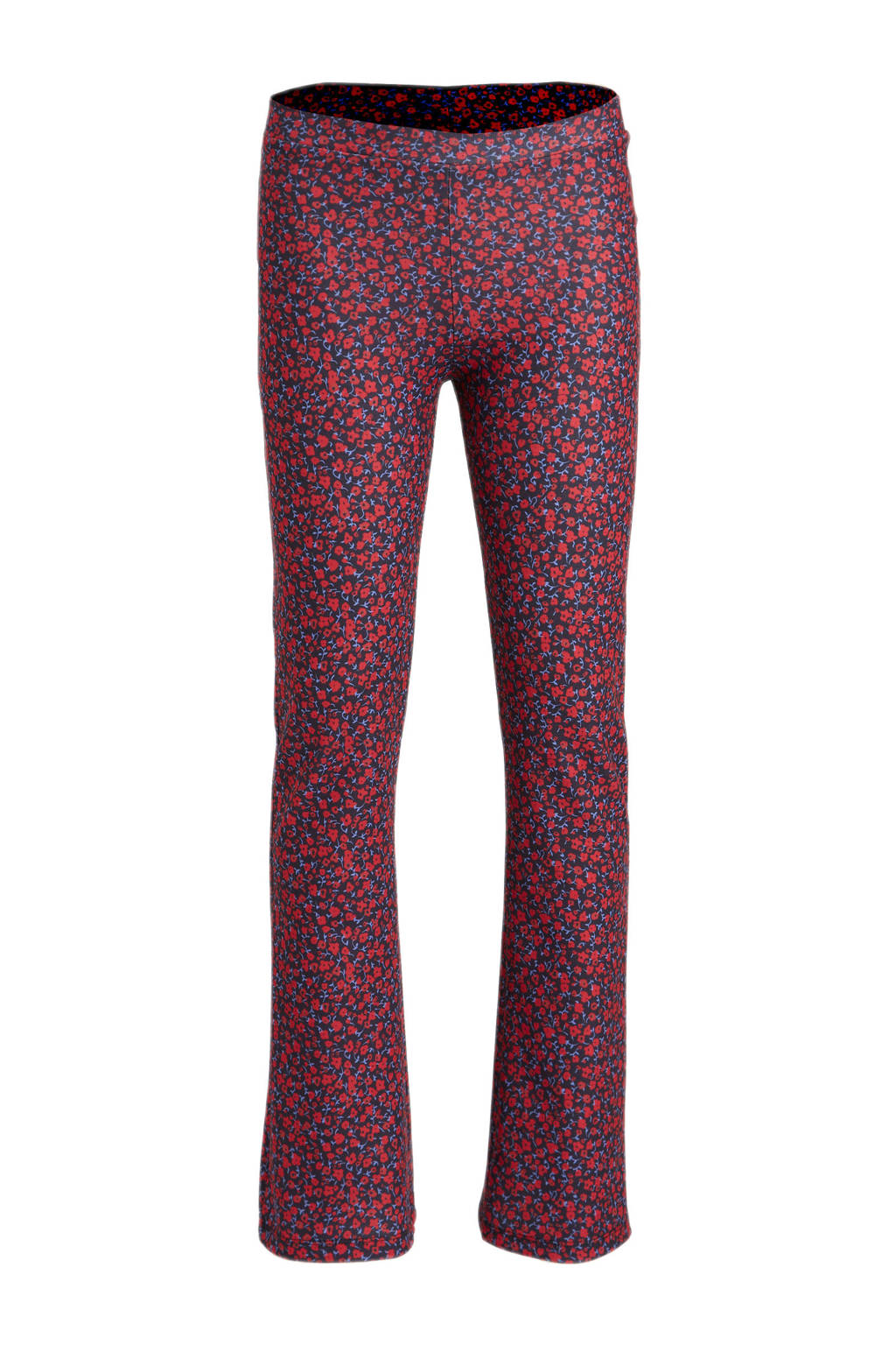 anytime flared broek met bloemenprint rood/blauw