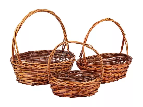 Ensemble de 3 paniers en osier avec poignées marron