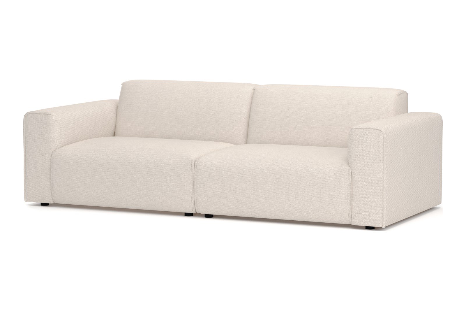 Monaco 3-seter sofa Tekstil Fjord 1 Ivory med sorte ben. Std komfort.