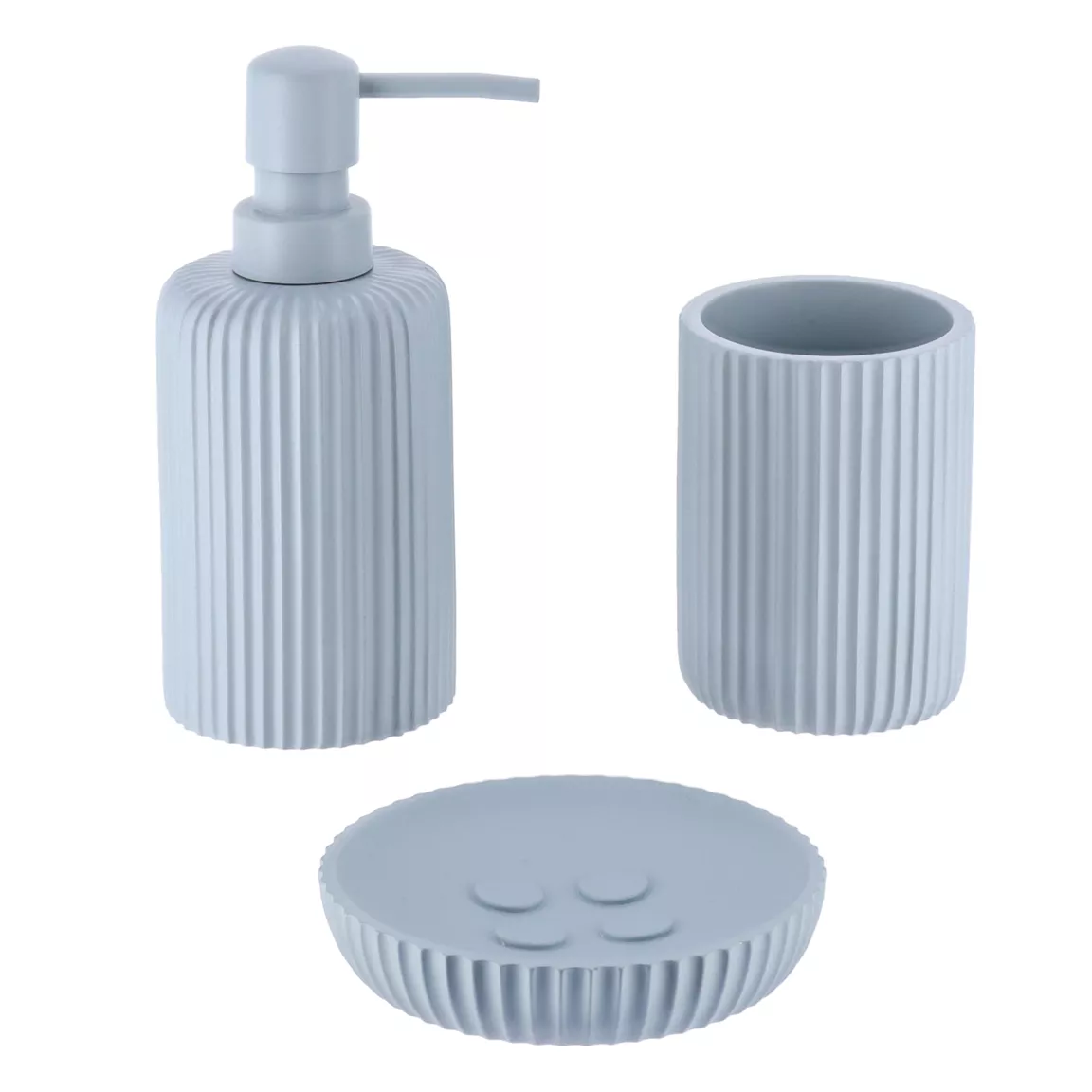 Set d'accessoires salle de bain résine Strié Bleu clair