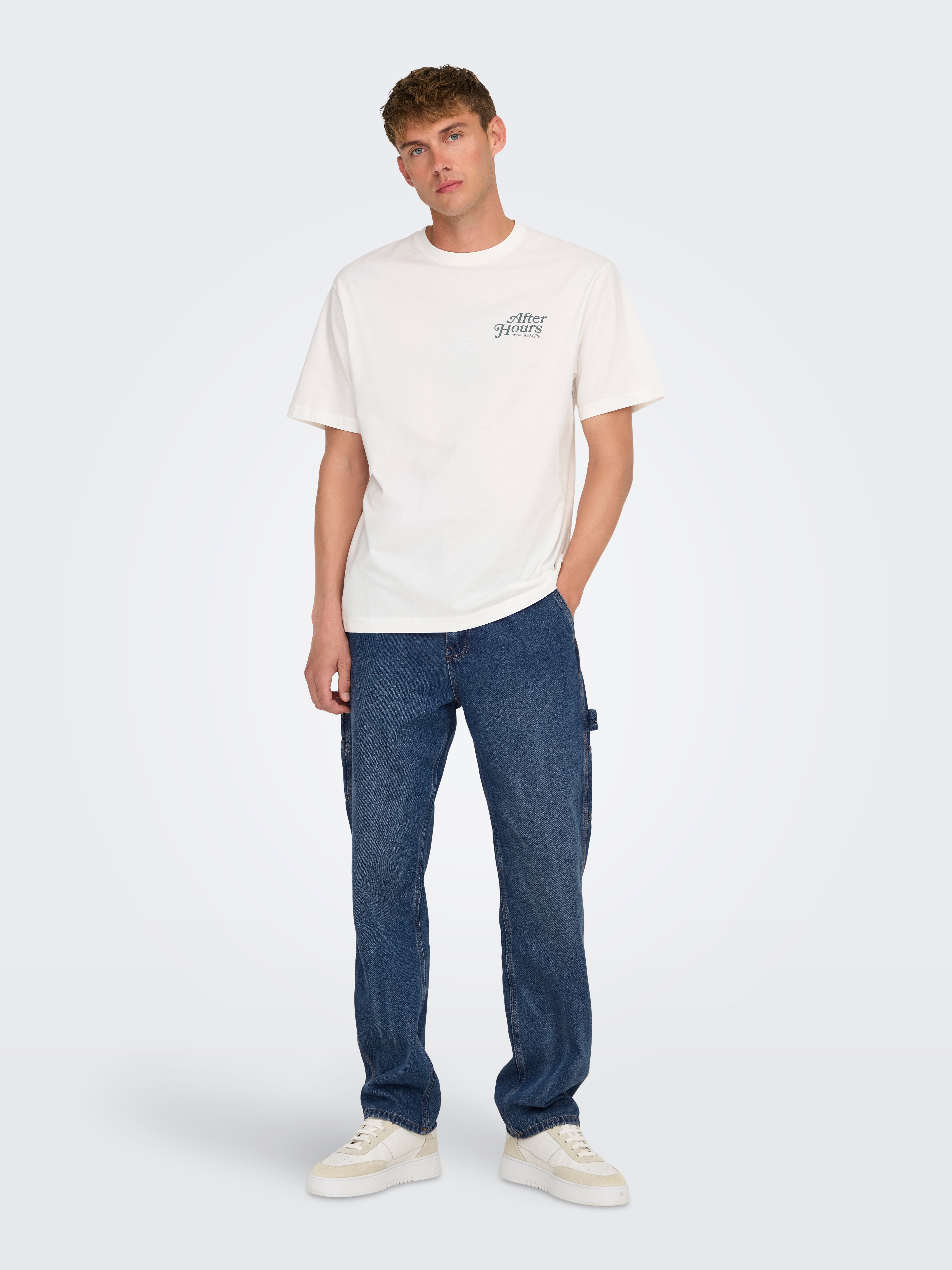 ONSEDGE Mittlere Taille Gerade geschnitten Jeans Dark Blue Denim