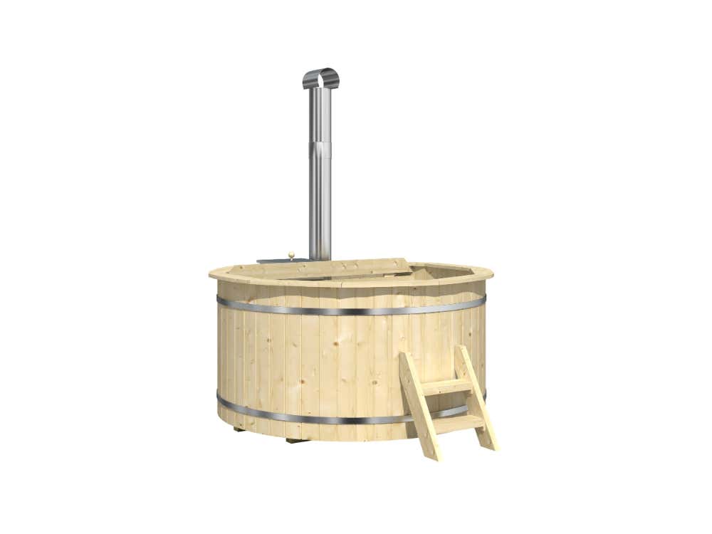 FinnTherm Bergen houten hottub met montagemateriaal, natuurlijke afwerking