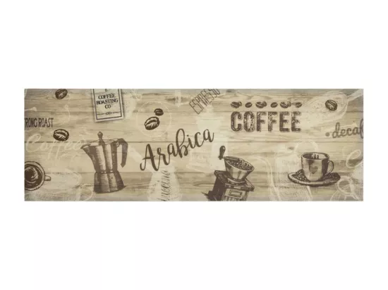 Tapis de cuisine lavable imprimé café marron 60x180 cm velours