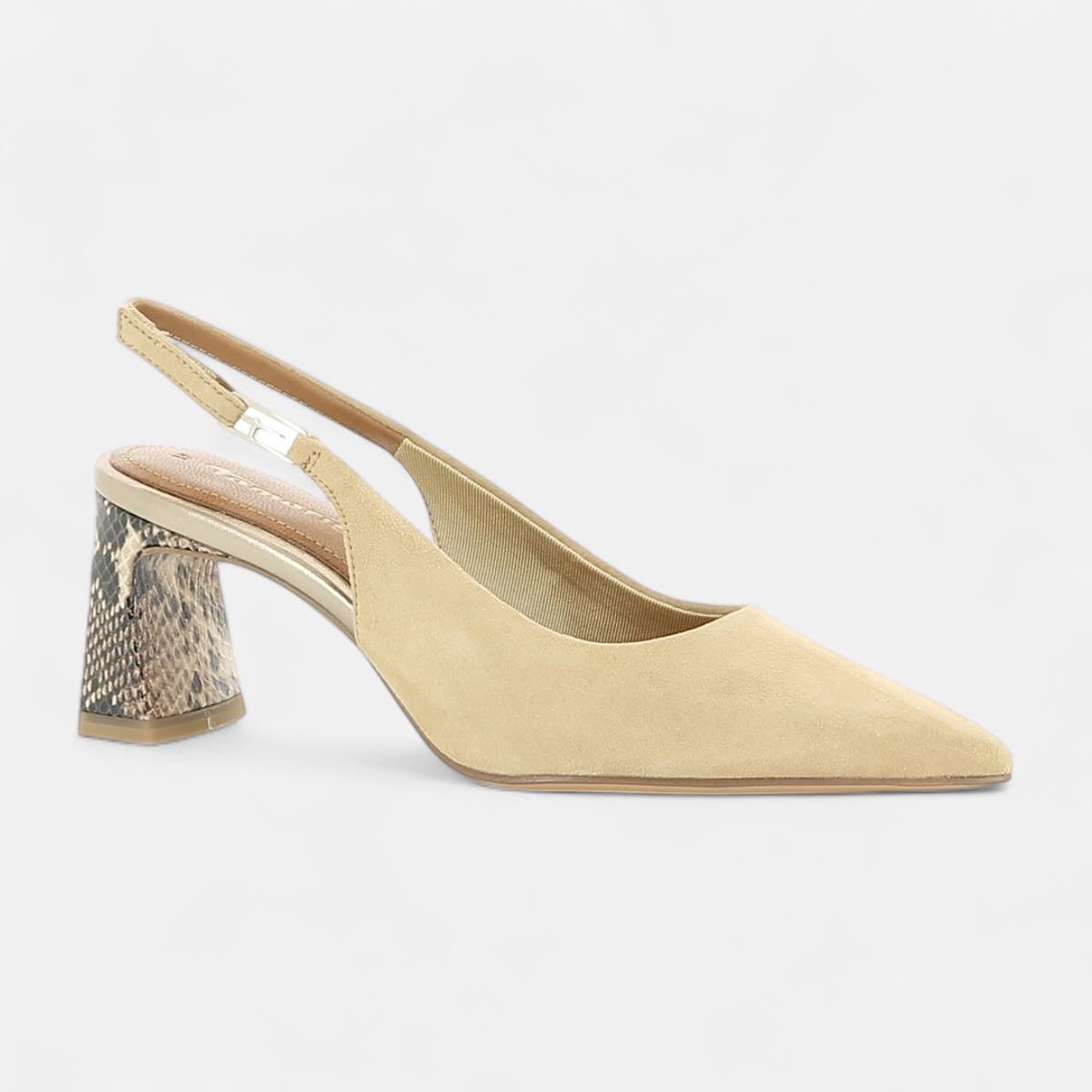 Escarpins avec bride arrière à talon Femme en cuir beige