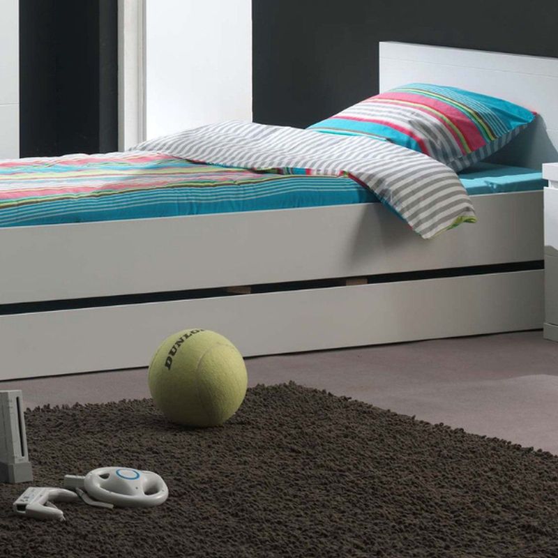 Kinderbed Lara - Wit - 90x200 cm - Met Bedlade - Inclusief Lattenbodem