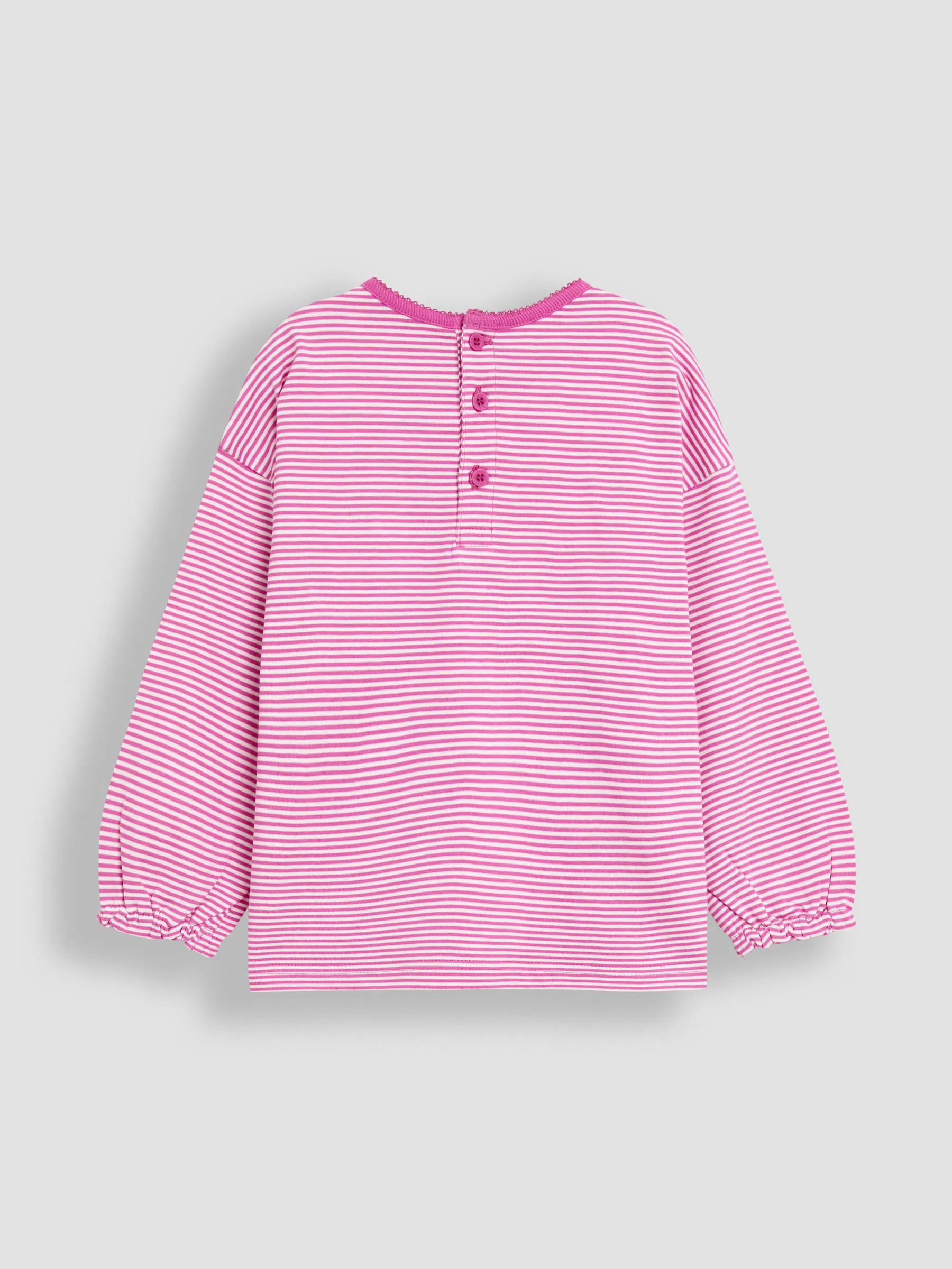 Fuchsia Unicorn - JoJo Maman Bébé gestreepte top met afhangende schouders