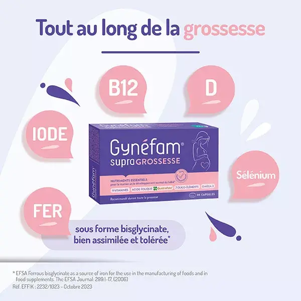 Gynefam Supra Pregnancy - Suprimento para 1 mês, com 30 cápsulas.