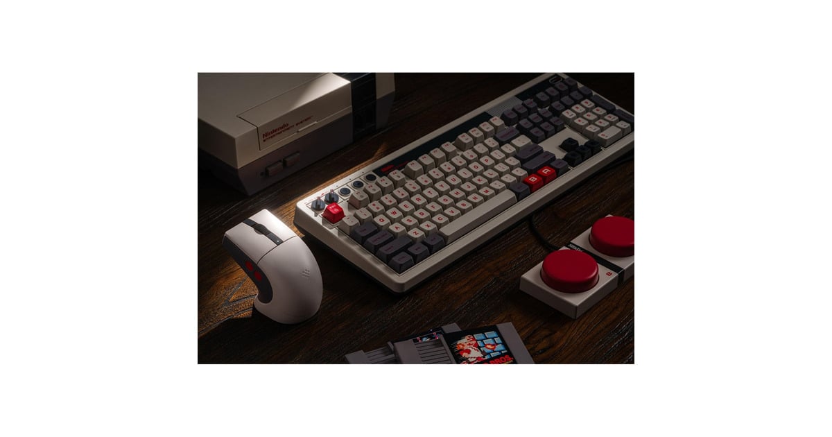 8BitDoRetro R8 Mouse - N Edition  (Grijs/rood, 50 - 26000 DPI, Bluetooth / USB-C / 2.4 GHz)