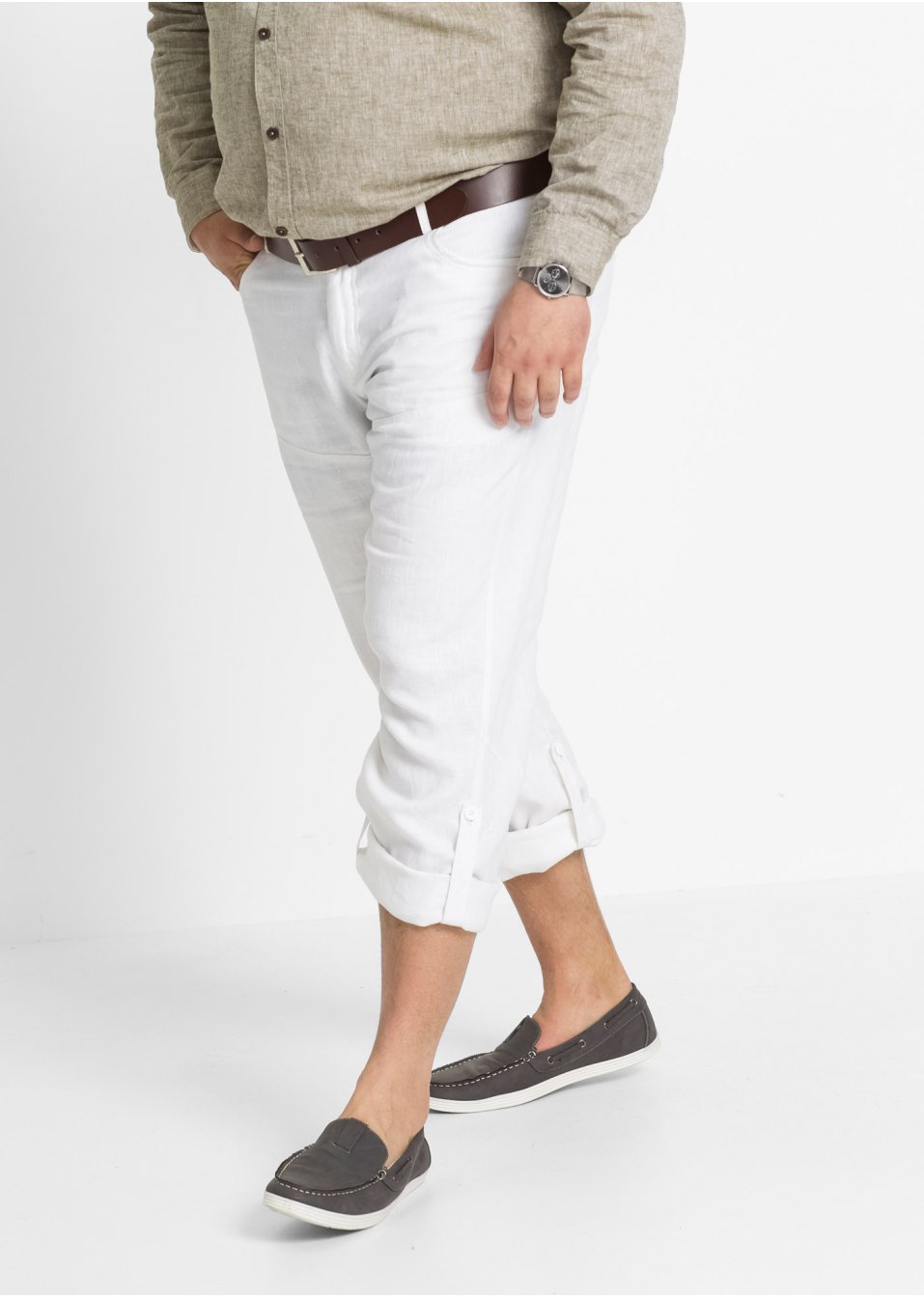 Pantalon lin Regular Fit, longueur modulable