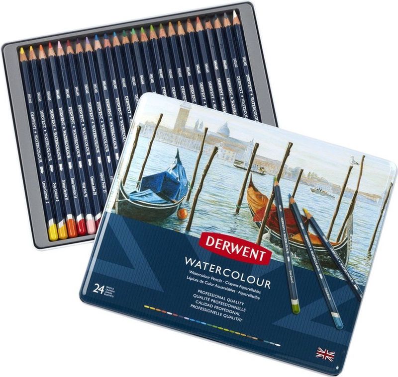 Derwent - Aquarelpotlood 24 Eenheden - Metallic Kleuren - Metalen Doos