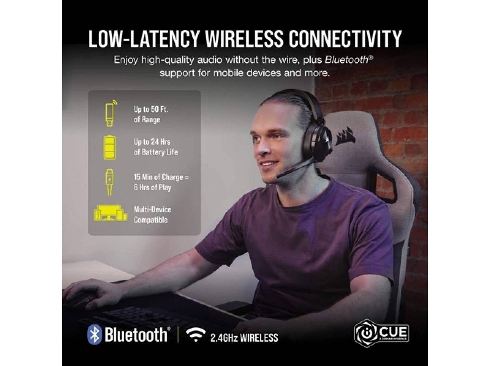 AUSCULTADORES WIRELESS GAMING CORSAIR HS55 PRETO