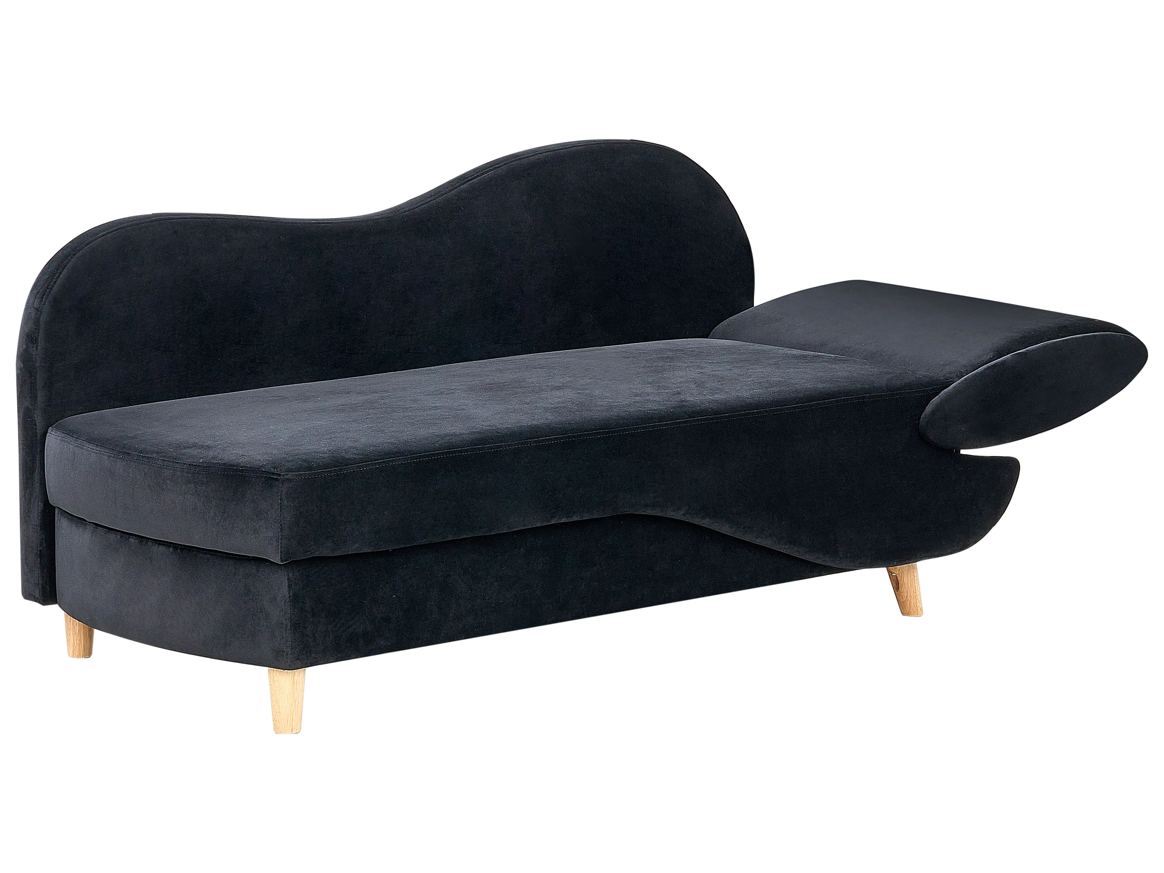 Rechtszijdige chaise longue MERI Fluweel Zwart met opbergruimte