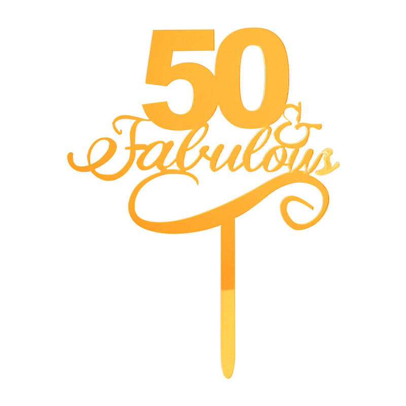 Tasty Me cake topper - 50 & fabulous - goud