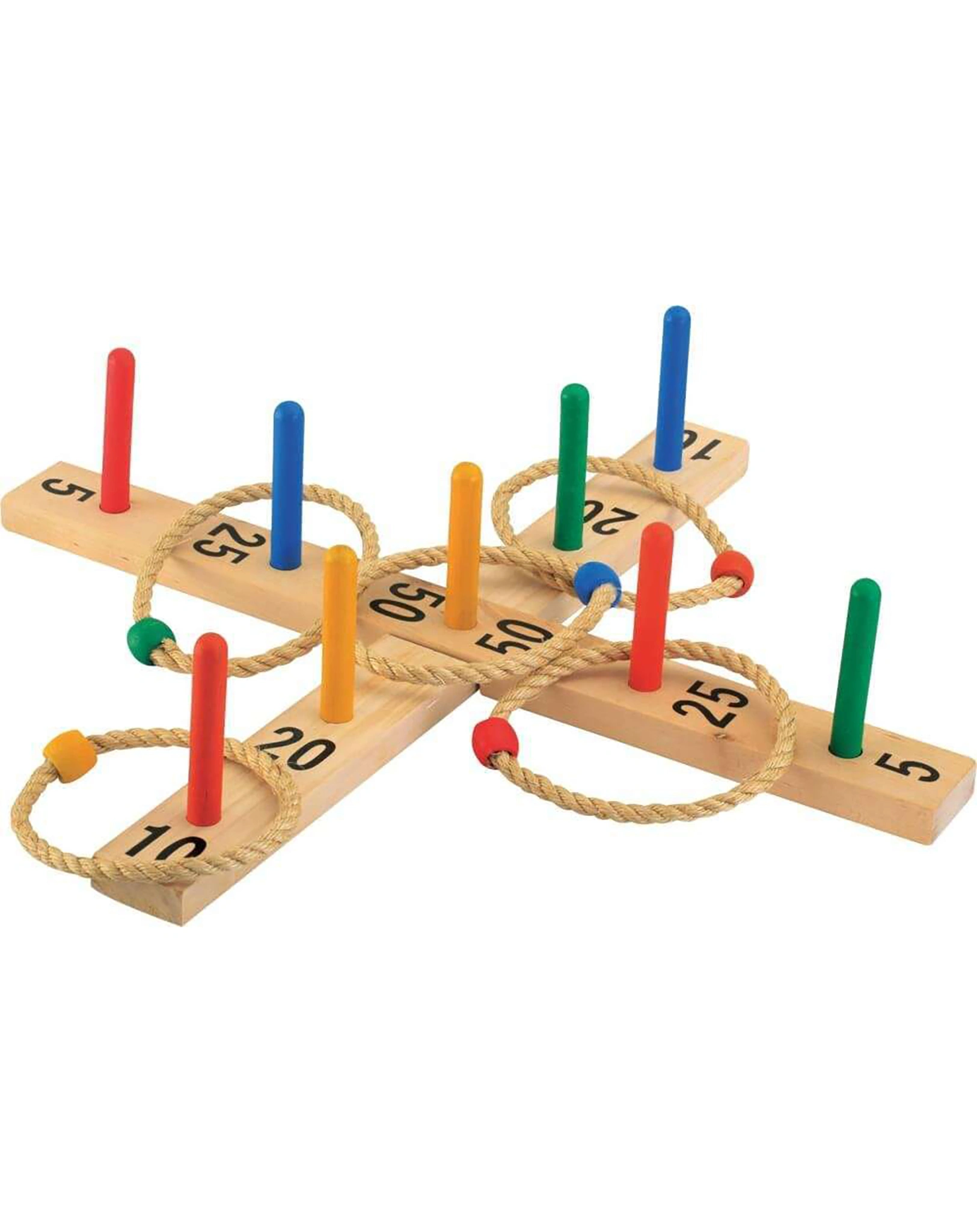 Outdoor active Ringwurfspiel aus Holz mit 9 Stäben