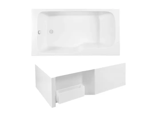 Pack baignoire bain douche 160 x 85 JACOB DELAFON Malice version gauche + tablier bain douche Malice + boite pour tablier