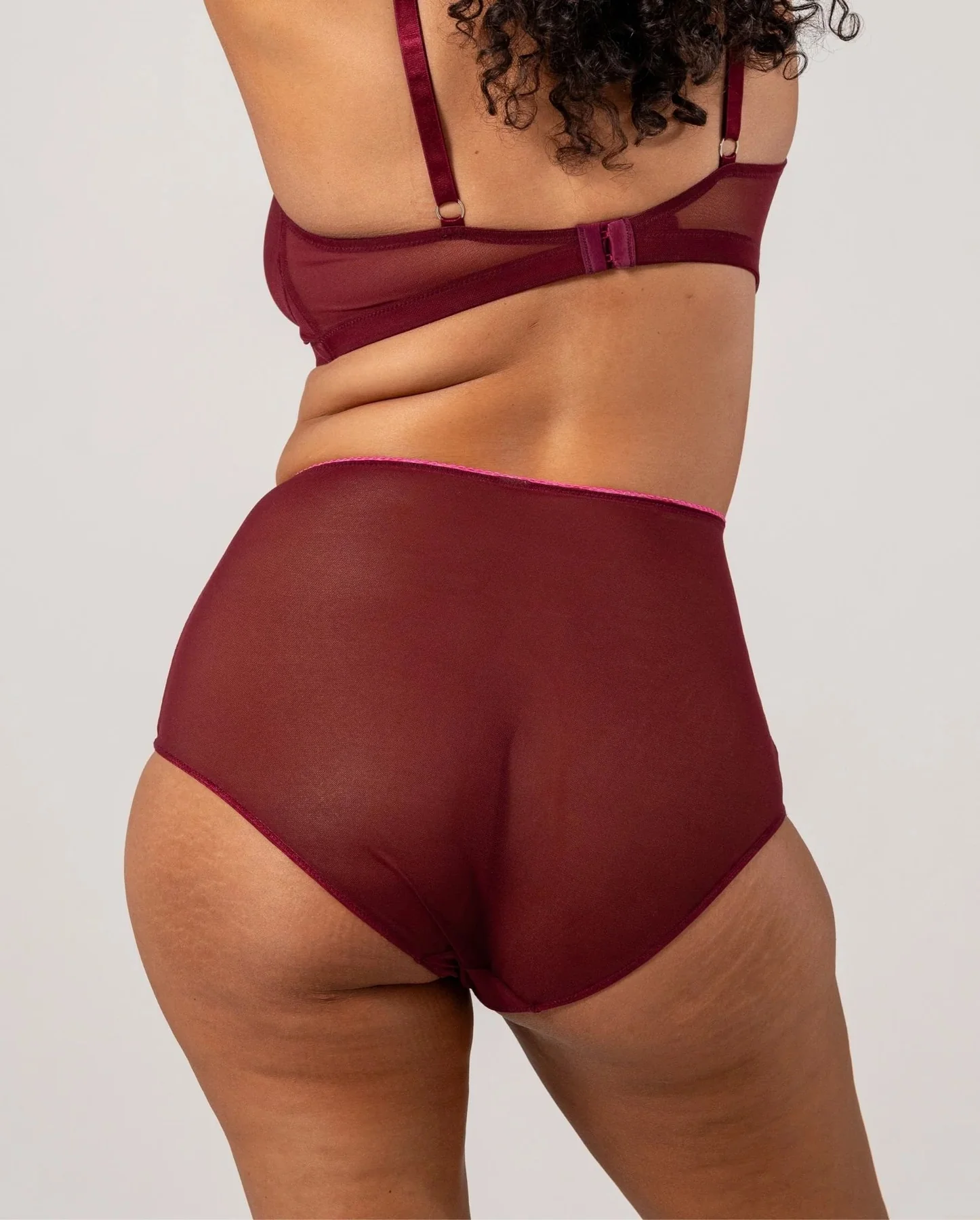 Understatement Underwear Mesh Highwaist Briefs burgundy neon pink
