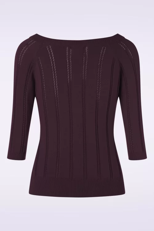 Banned Retro Belle Bow Pointelle-top in aubergine