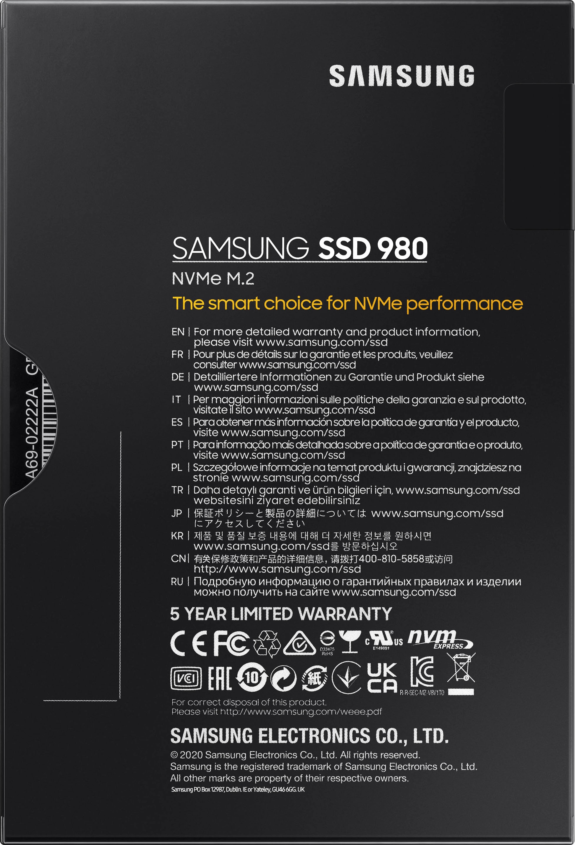 Samsung interne SSD »SSD 980« 500 GB Anschluss M.2 PCIe 3.0 NVMe