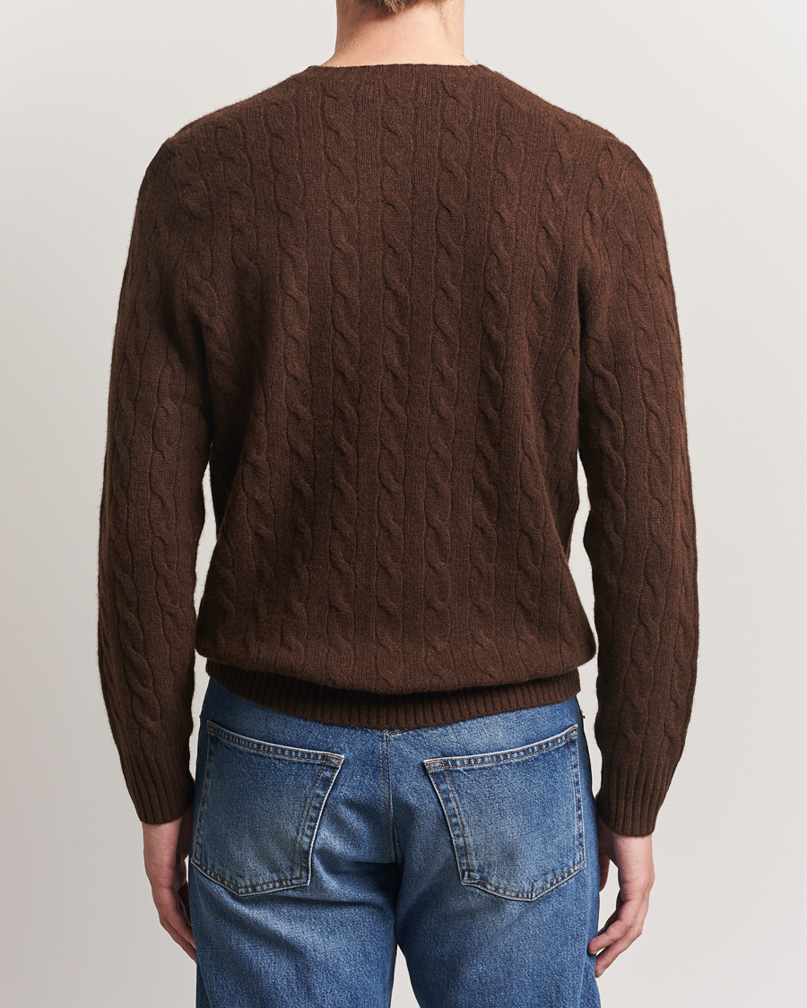 Polo Ralph Lauren Wool/Cashmere Cable Crew Neck Cacao Brown Heather