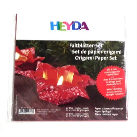 Heyda 4875547 Faltblätter Lucia für Tischlichter, rot, 30 Blatt