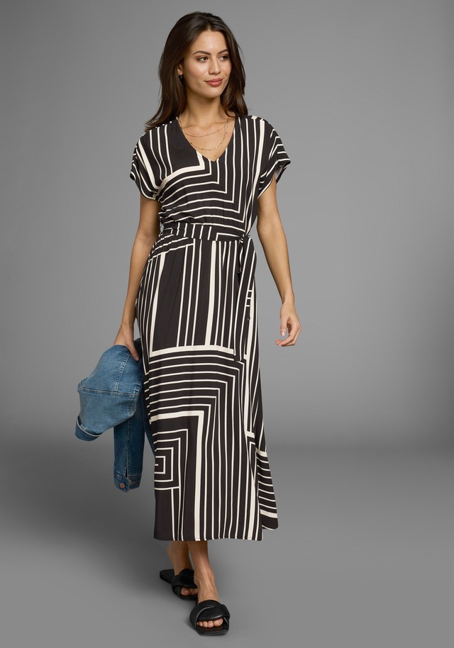 Laura Scott Midikleid inklusive Stoffgürtel, 2 Stk. tlg. im trendigen Maxi-Streifendesign