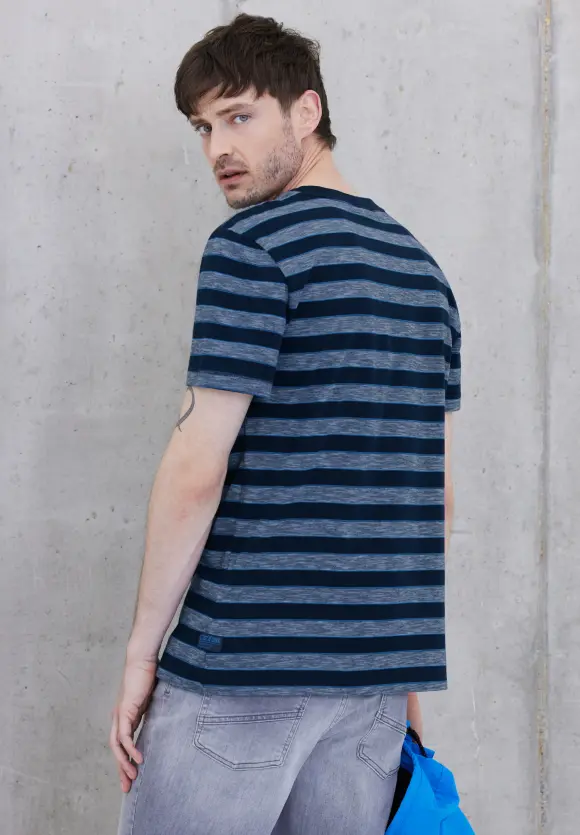 T-Shirt mit Streifenmuster - navy blue