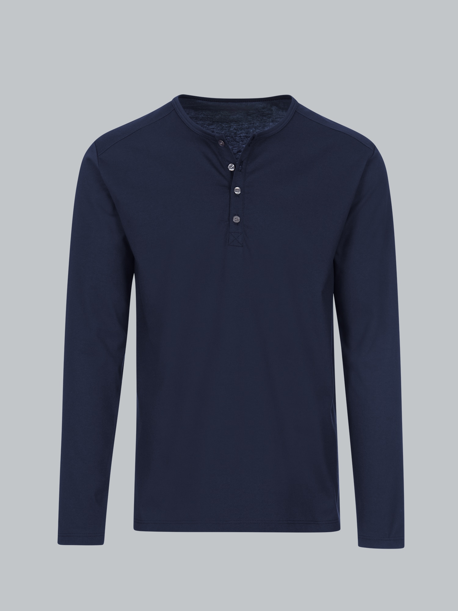 Langarmshirt mit Knopfleiste Navy