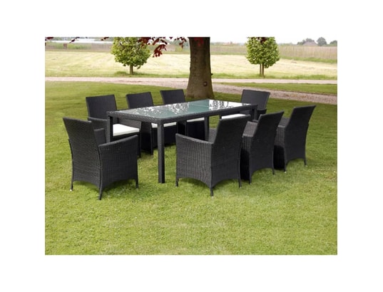VIDAXL - Ensemble table et chaises Mobilier à dîner de jardin 9pcs et coussins résine tressée n...