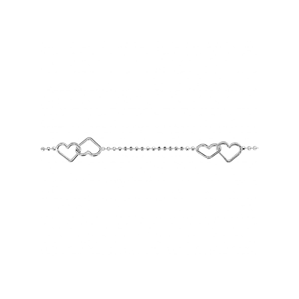 Chaîne de cheville Argent - Multi coeurs