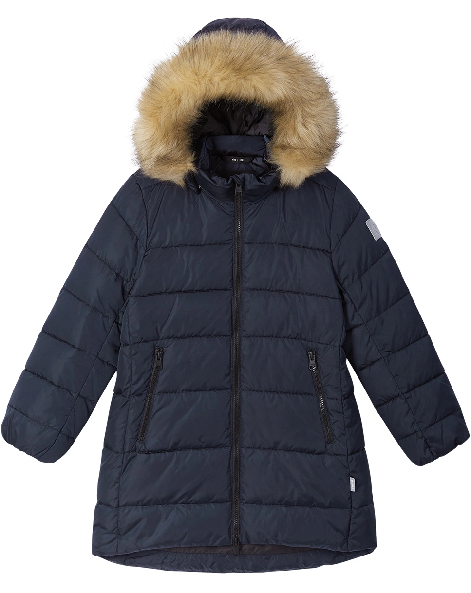 Wintermantel LUNTA mit Kunstfellbesatz in navy
