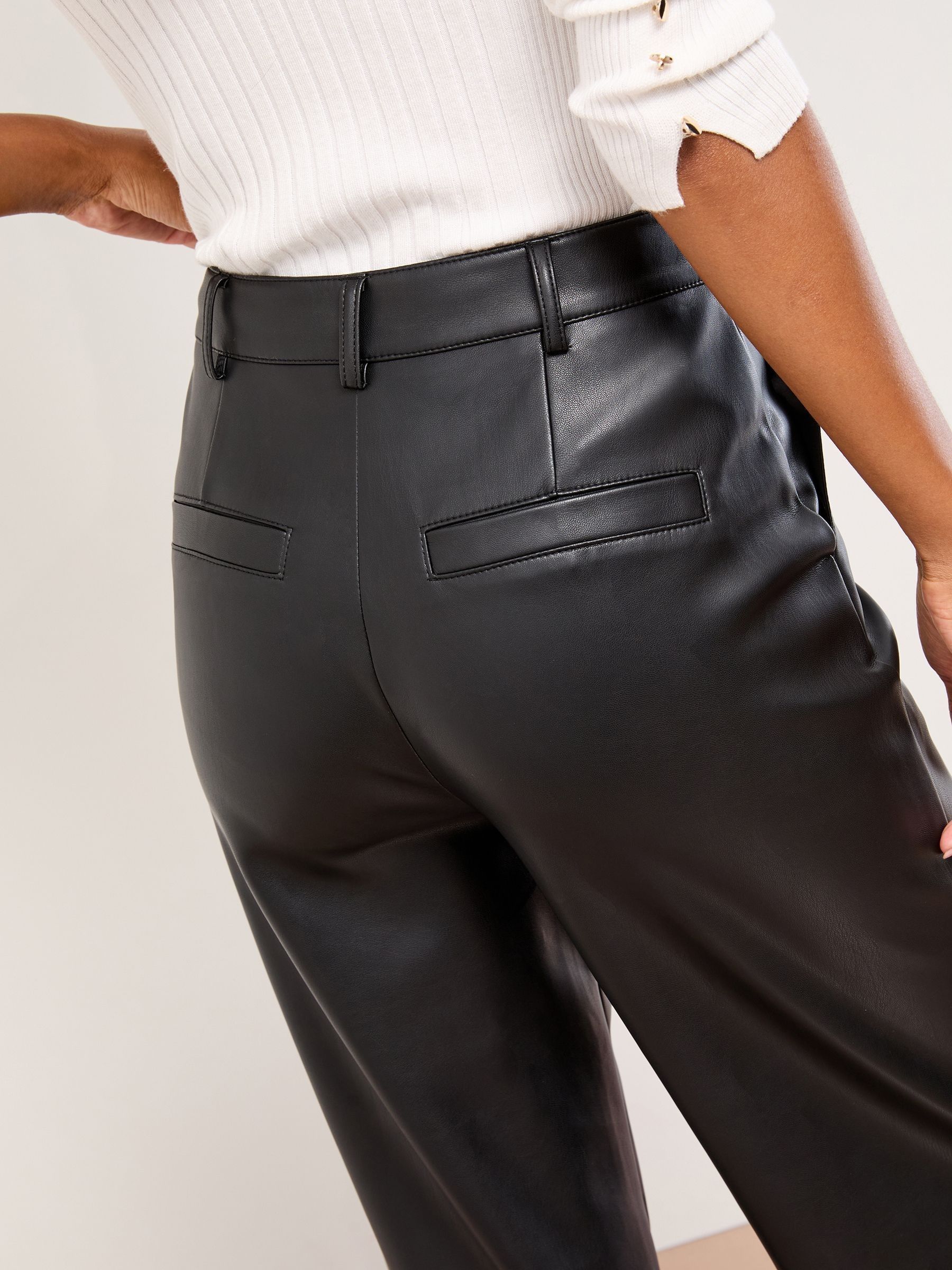 Zwart imitatieleer - Lipsy Pintuck Tailored Wide Leg Trousers