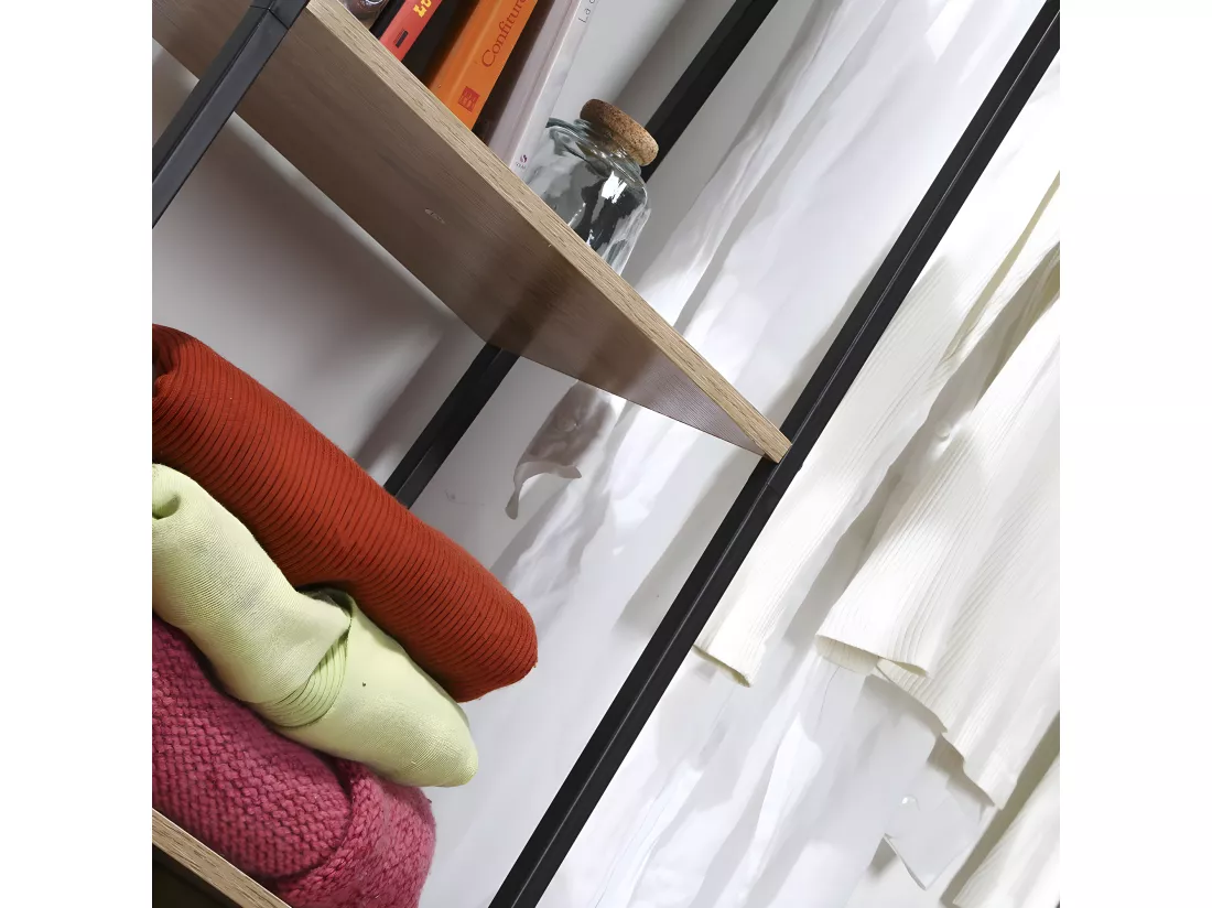 Penderie 5 Étagères avec coffre à chaussures et patères - LEXIE