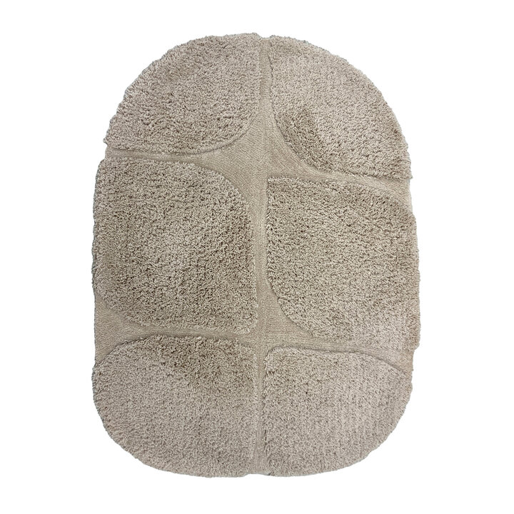 Organisch vloerkleed - Odette Grid Taupe