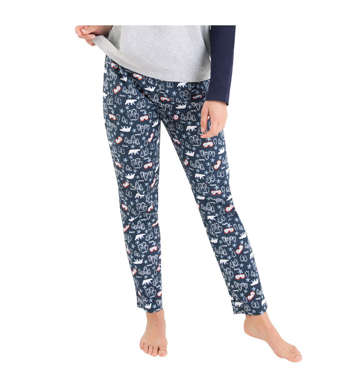 Pyjama long col rond femme Family
