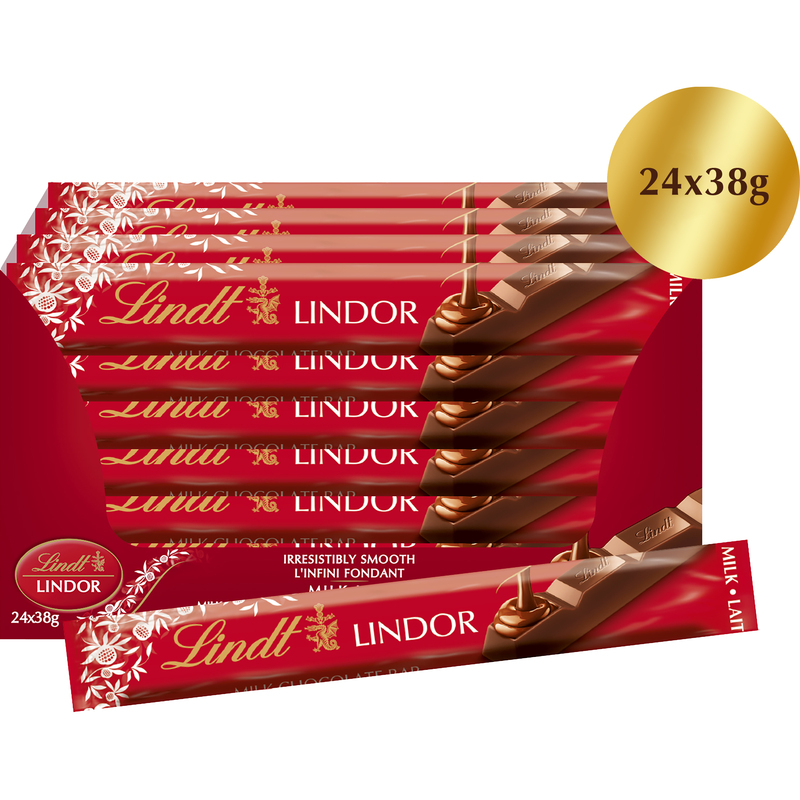 Lindt Schokoladenriegel Lindor Milch, 38 g, 24 Stück